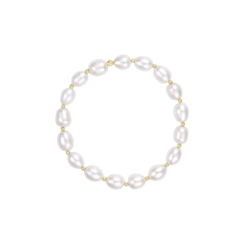 Gorjana White Pearl and Gold Bead Bracelet